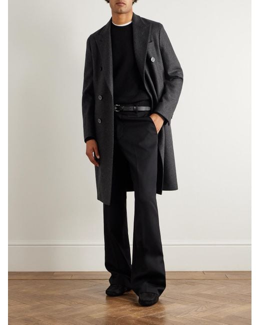 Boglioli Black Double-Breasted Wool-Blend Coat for men