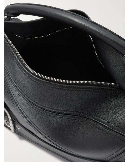 Loewe Black Puzzle Biker Large Buckled Leather Messenger Bag for men