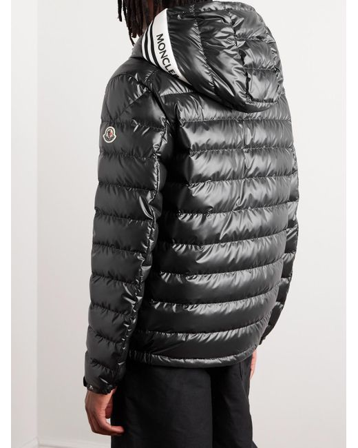 Moncler Black Logo-appliquéd Quilted Shell Hooded Down Jacket for men