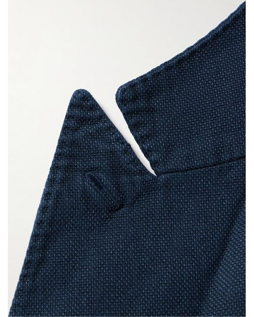 Incotex Blue Montedoro Unstructured Double-breasted Cotton And Ramie-blend Blazer for men
