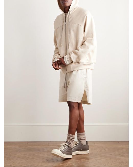 Rick Owens Natural Panelled Cotton-Jersey Zip-Up Hoodie for men