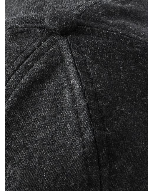 Mr P. Black Leather-Trimmed Brushed Cotton-Twill Baseball Cap for men