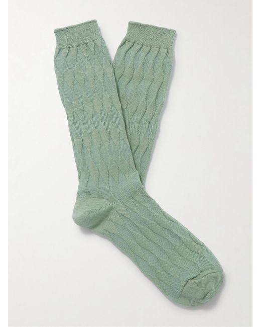 Mr P. Socken aus Jacquard-Strick aus einer Baumwollmischung in Green für Herren