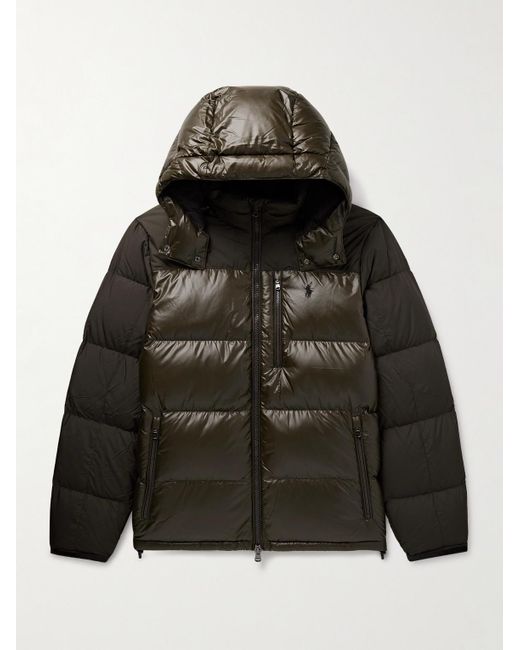 Polo Ralph Lauren Black The Gorham Twill-trimmed Quilted Glossed-shell Hooded Down Jacket for men