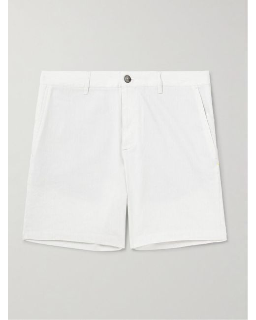 Club Monaco Baxter schmal und gerade geschnittene Shorts aus einer gestreiften Leinenmischung in White für Herren