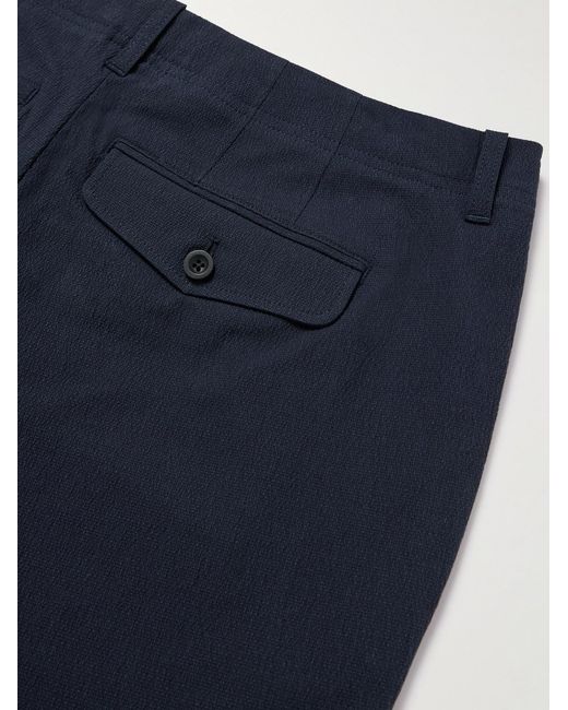 Mr P. Blue Straight-Leg Cotton-Blend Seersucker Shorts for men