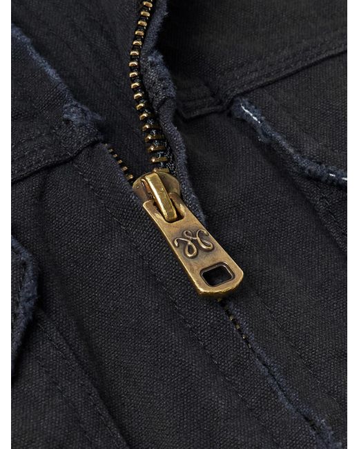 Willy Chavarria Blue Stockton Cropped Logo-Detailed Distressed Denim Jacket for men