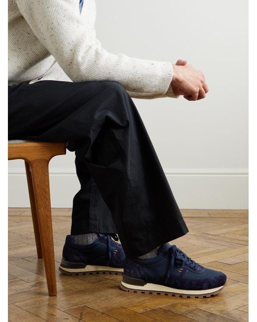 Mr P. Blue Carlos Suede And Mesh Sneakers for men