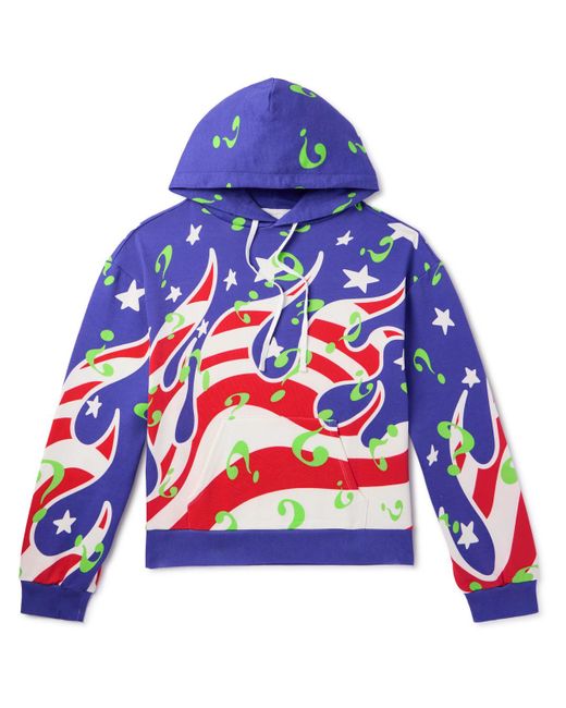 Sky High Farm Blue Flame Printed Cotton-jersey Hoodie for men