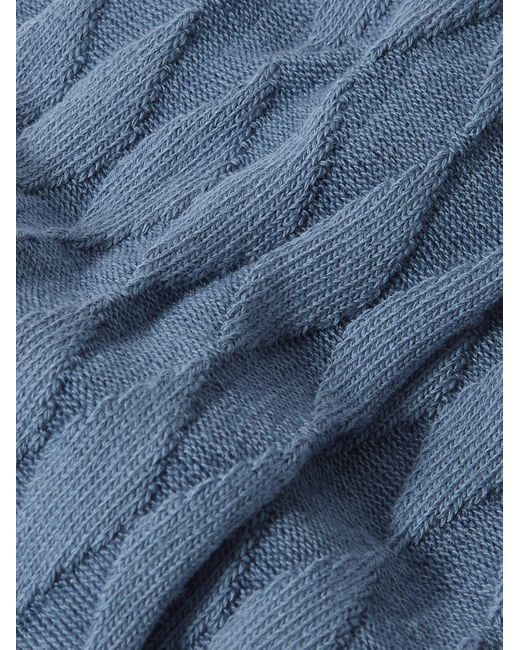 Mr P. Blue Jacquard-knit Cotton-blend Socks for men