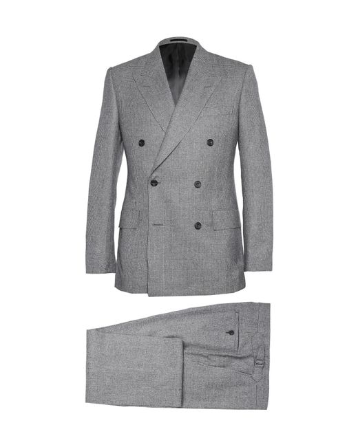 Kingsman Gray Grey Double-Breasted Prince Of Wales Check Suit for men