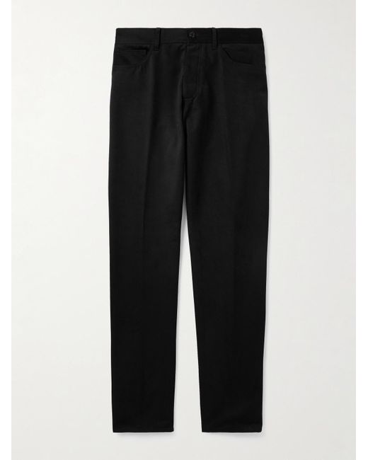 Rubinacci Black Straight-Leg Cotton-Moleskin Trousers for men