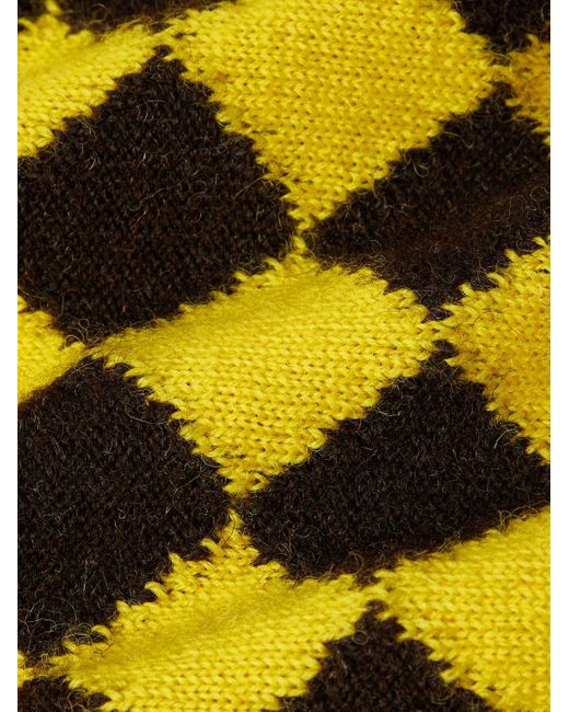 Bottega Veneta Pullover aus Wolle mit Argyle-Intarsienmuster und Logoapplikation in Yellow für Herren
