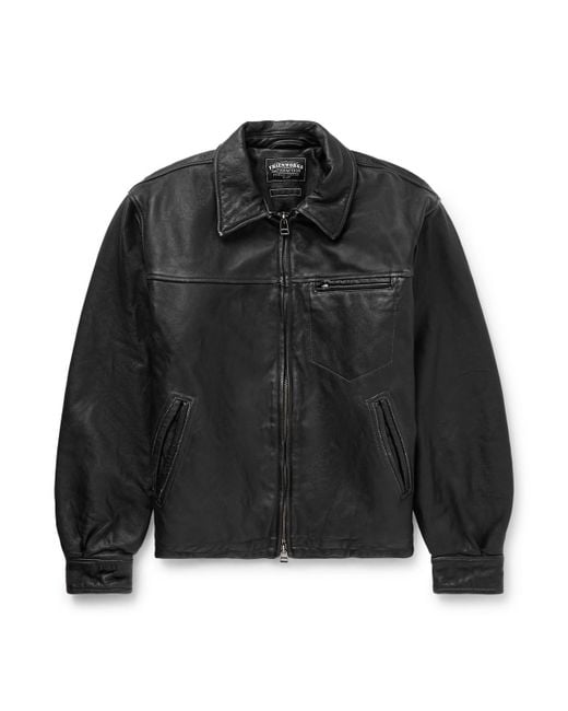FRIZMWORKS Black Distressed Leather Jacket for men