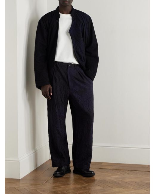 Blue Blue Japan Blue Straight-Leg Wool-Blend Trousers for men