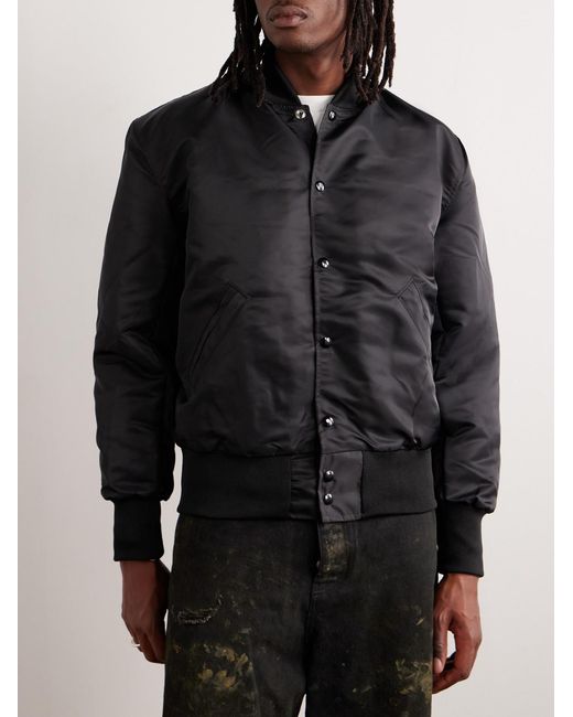 Local Authority Black Appliquéd Shell Bomber Jacket for men