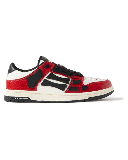 Amiri Red Skel-Top Appliquéd Snake-Effect Leather Sneakers for men