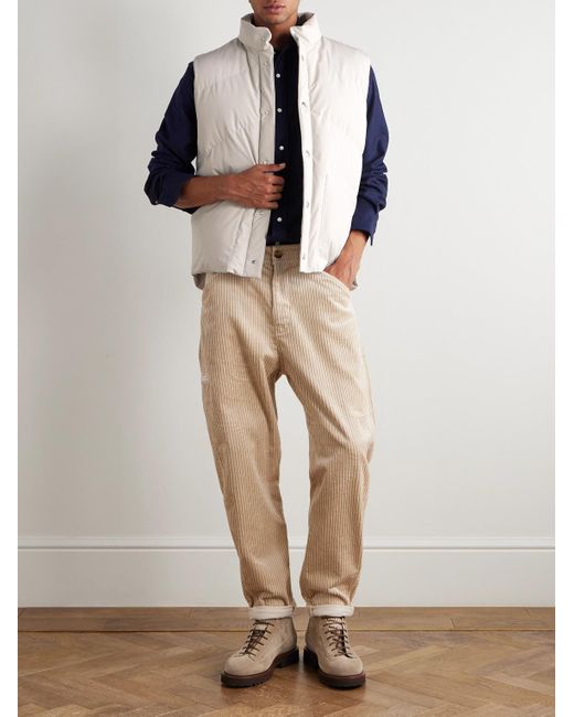 Brunello Cucinelli White Quilted Shell Down Gilet for men