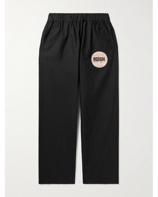 Adish Black Straight-Leg Logo-Appliquéd Cotton-Blend Ripstop Trousers for men