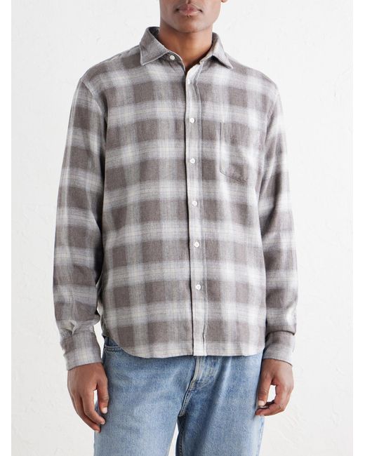 Hartford Brown Paul Checked Cotton And Lyocell-Blend Flannel Shirt for men