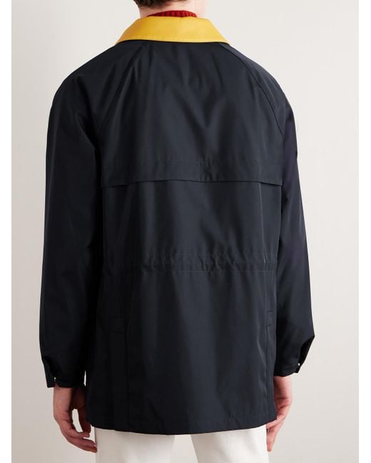 Loro Piana Blue Horsey Leather-Trimmed Storm System Tech-Shell Field Jacket for men