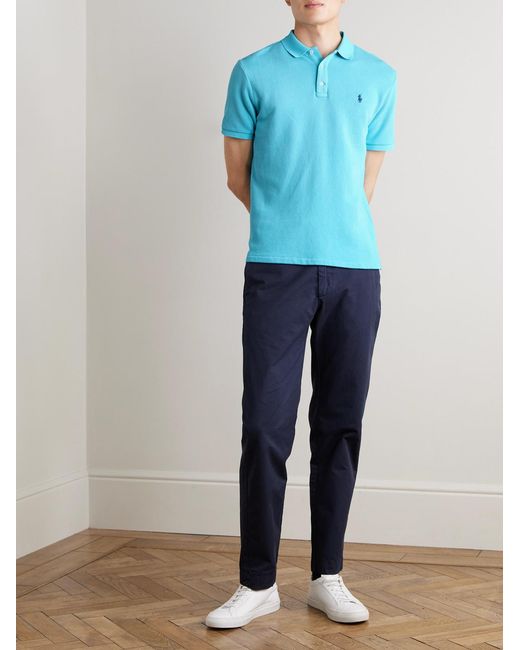 Polo Ralph Lauren Blue Cotton-Blend Jersey Polo Shirt for men