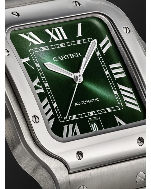 Cartier Black Santos De Large Automatic 39.8Mm Interchangeable Stainless Steel And Alligator Watch, Ref. No. Wssa0062 for men