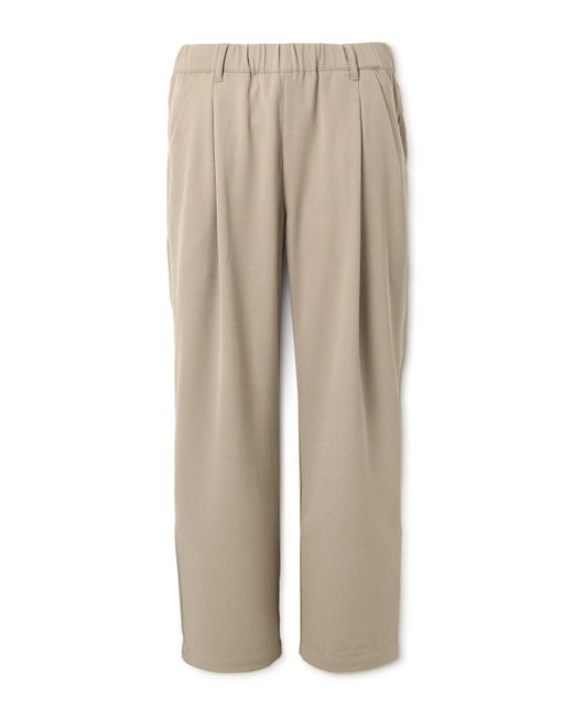 Dime Natural Straight-leg Pleated Logo-embroidered Twill Trousers for men