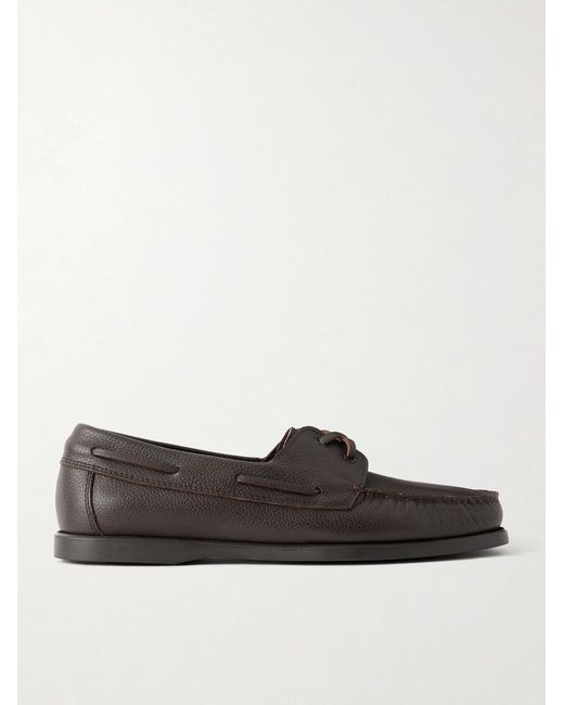Morjas Brown Full-Grain Leather Boat Shoes for men