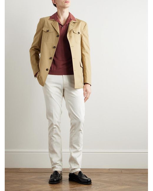 Slowear White Slim-Fit Panama Stretch-Cotton Canvas Trousers for men
