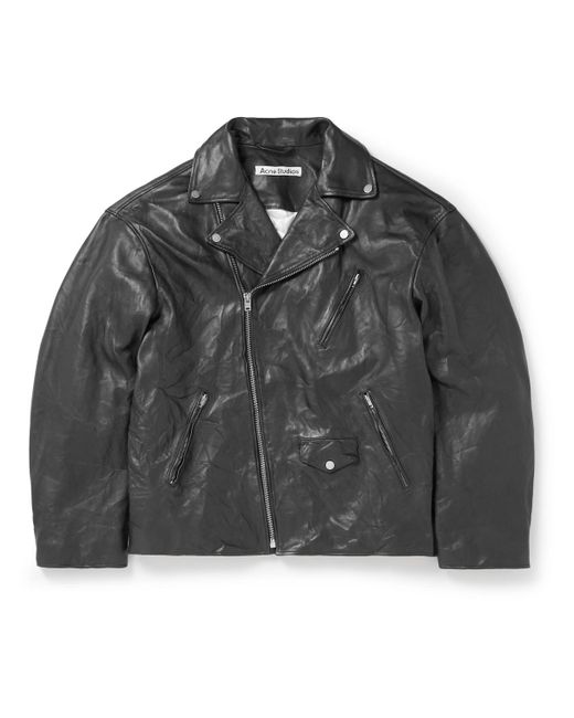 Acne Black Liker Distressed Leather Biker Jacket for men