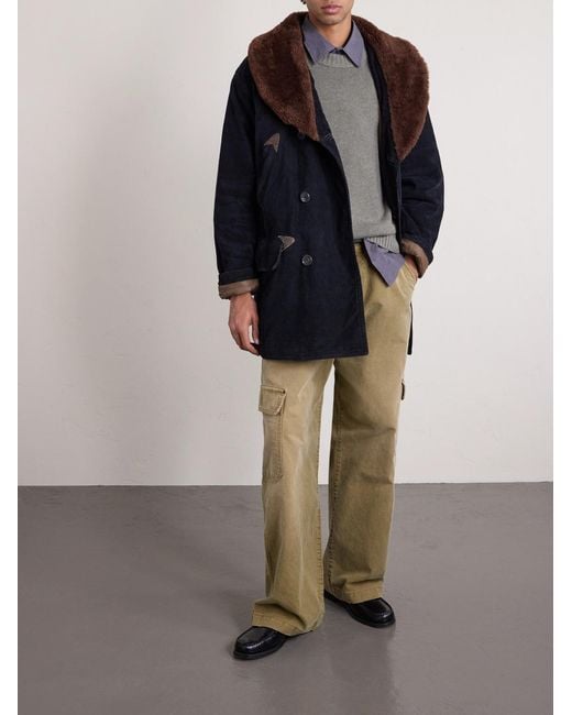 Polo Ralph Lauren Blue Shearling-Trimmed Cotton-Corduroy Coat for men