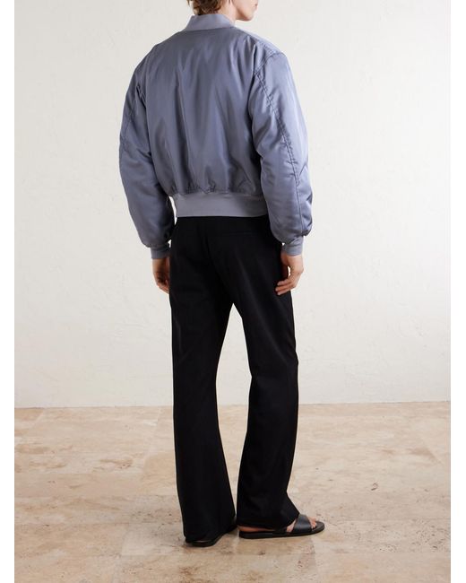Auralee Blue Silk-Twill Bomber Jacket for men