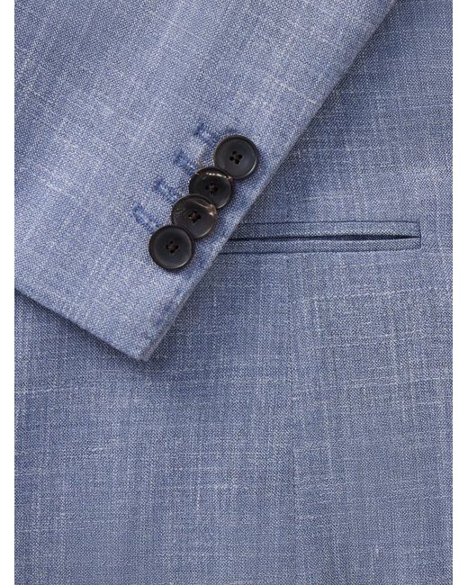 Mr P. Blue Wool, Silk And Linen-Blend Suit Jacket for men