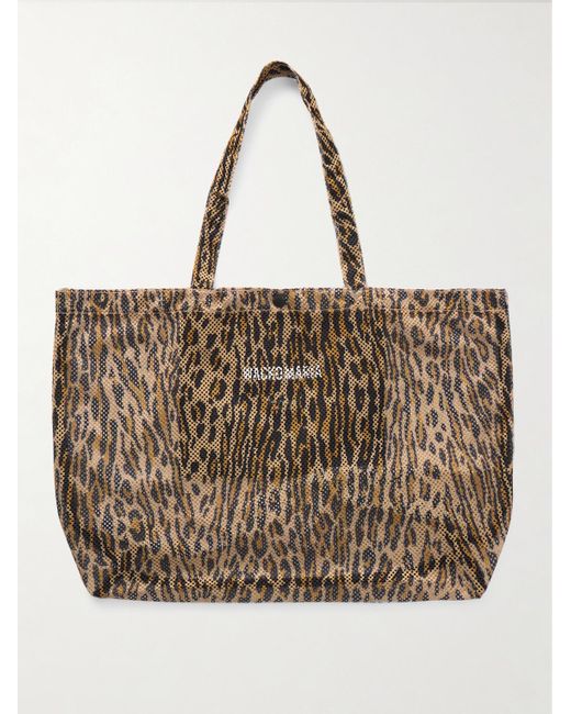 Wacko Maria Natural Speak Easy Logo-print Leopard-print Mesh Tote Bag for men