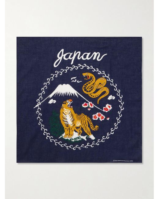 Blue Blue Japan Blue Torani Fuji Printed Cotton Bandana for men