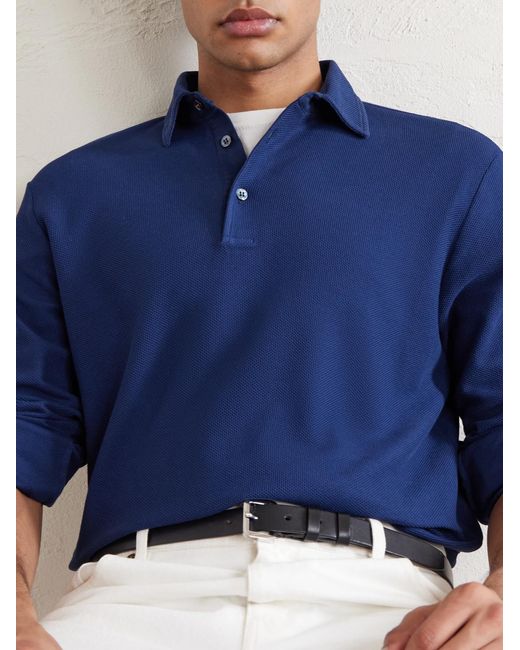 Loro Piana Blue Cotton-piqué Polo Shirt for men