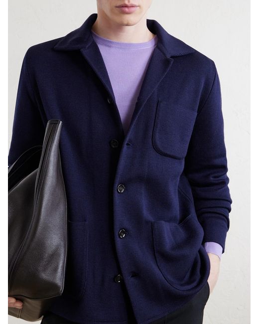 Lardini Blue Virgin Wool Cardigan for men