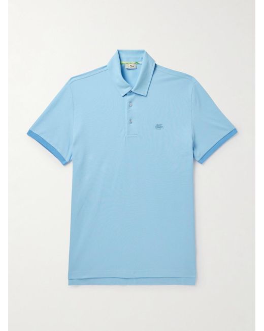 Etro Polohemd aus Baumwoll-Piqué mit Logostickerei in Blue für Herren