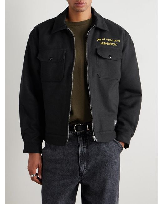 Neighborhood Black Ootd Embroidered Cotton And Wool-Blend Twill Jacket for men