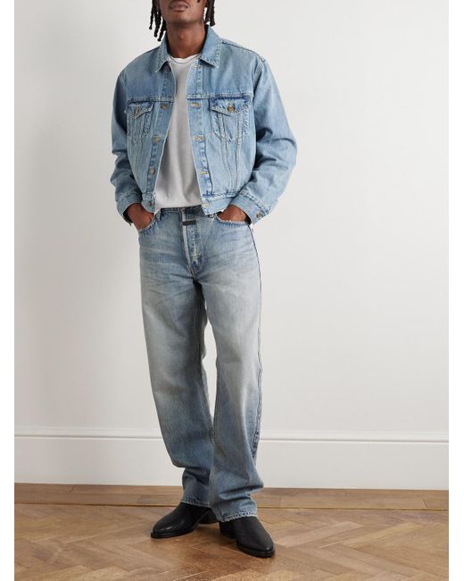 Jeans A Gamba Dritta Con Logo Applicato di Fear Of God in Blue da Uomo