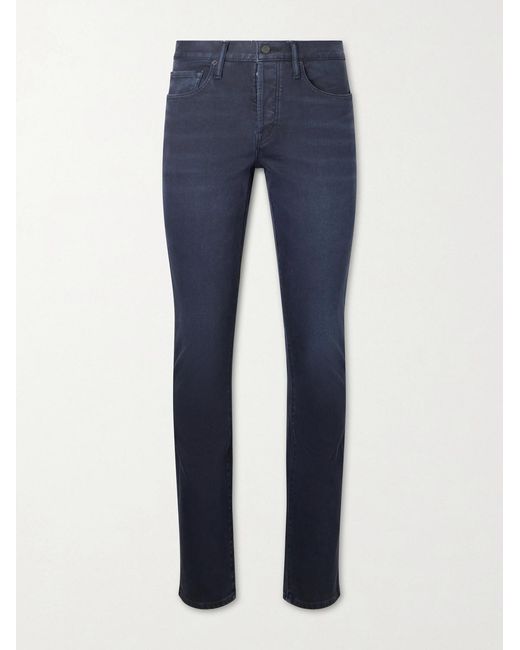 Tom Ford Blue Slim-fit Straight-leg Cotton-blend Corduroy Trousers for men