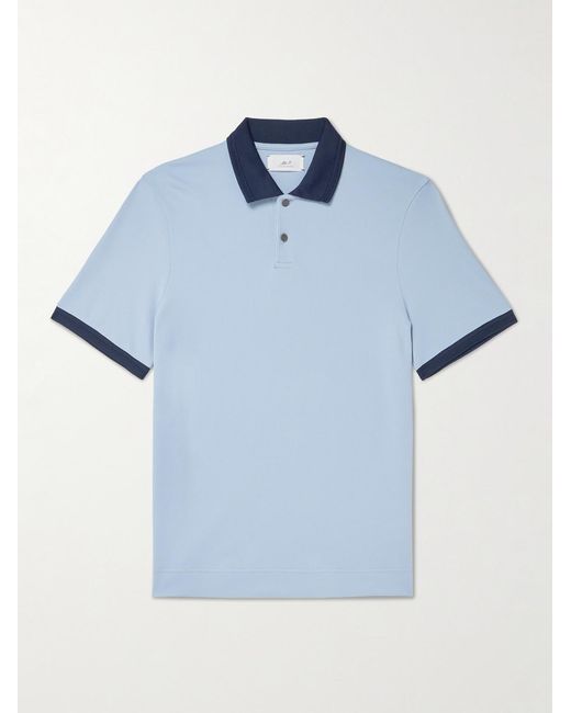 Mr P. Blue Two-Tone Piqué Golf Polo Shirt for men