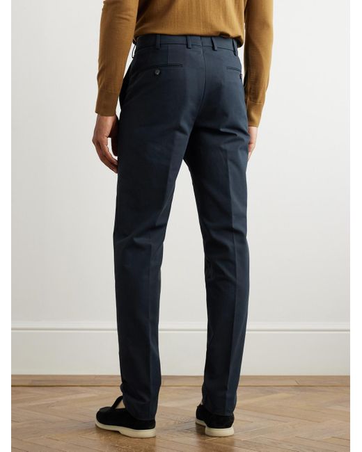 Loro Piana Blue Carlo Hyannis Tapered Cotton-Blend Trousers for men