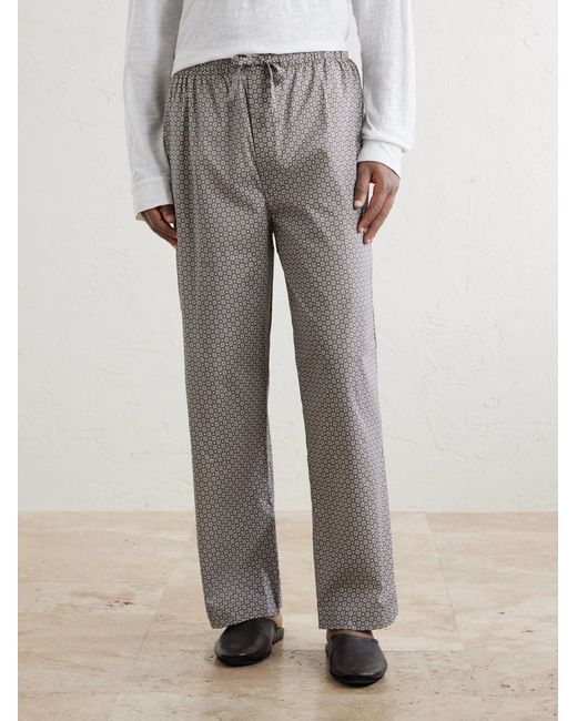 Derek Rose Gray Ledbury 96 Printed Cotton-Poplin Pyjama Trousers for men