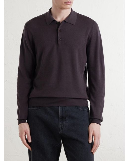 Canali Blue Wool Polo Shirt for men