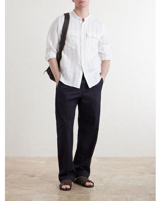 Mr P. White Striped Linen Shirt for men