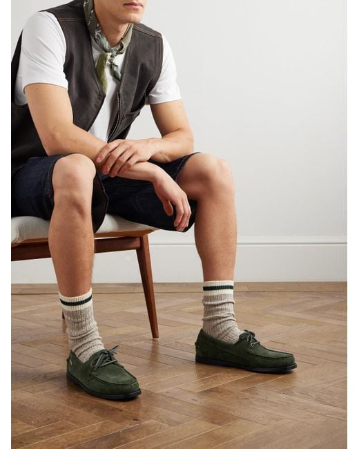 Sebago Docksides Portland Bootsschuhe aus Veloursleder mit Lederbesatz in Green für Herren