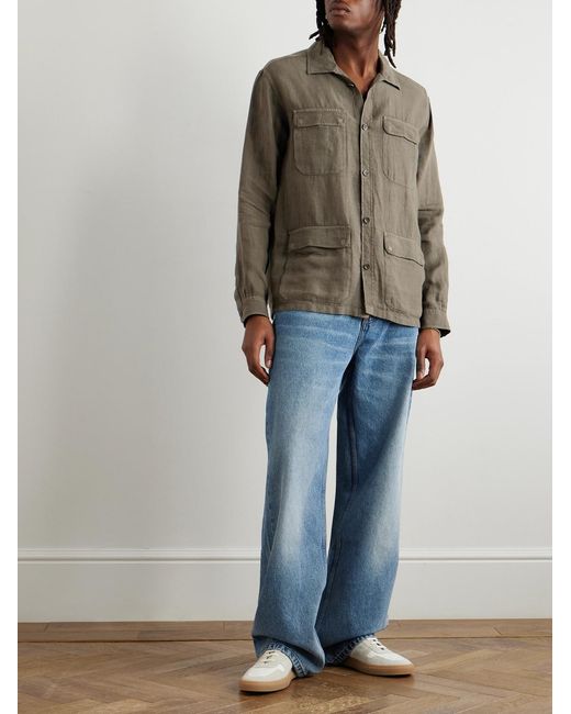 Herno Green Linen Field Jacket for men