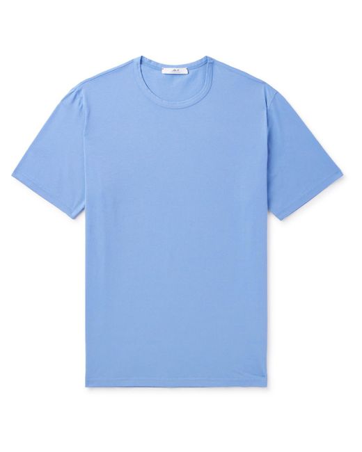 Mr P. Blue Garment-dyed Organic Cotton-jersey T-shirt for men